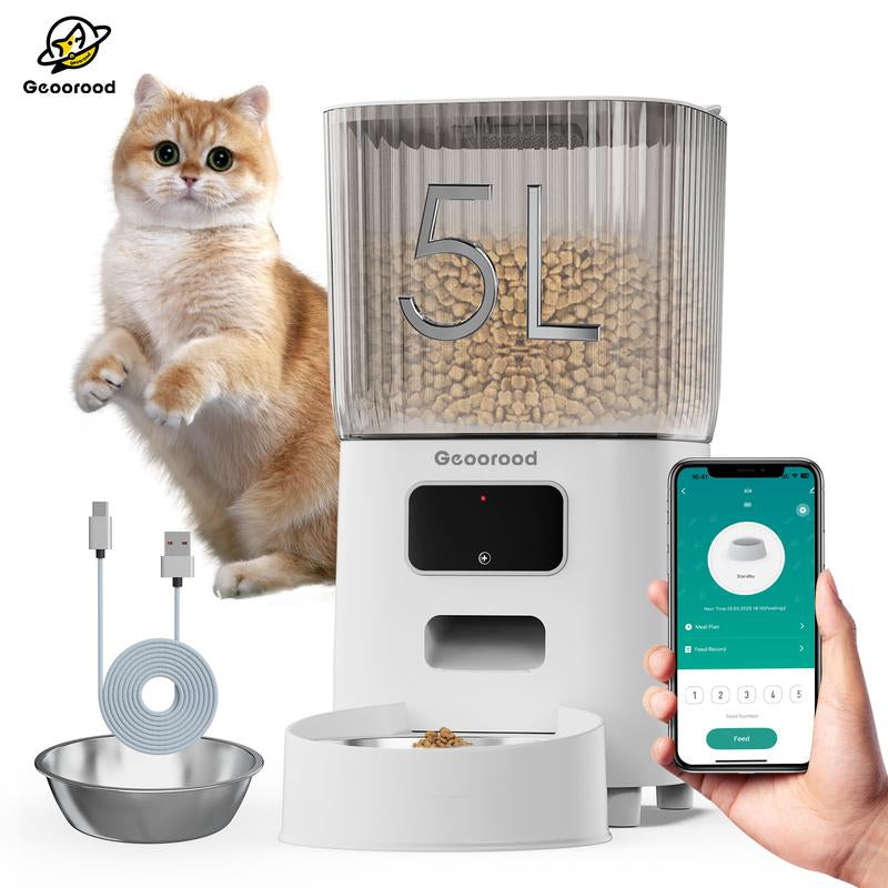 📸 Geoorood Smart Feeder 4L – Dispenser Automatico con Camera HD & Doppia Ciotola per Cani e Gatti 🐾🍽️