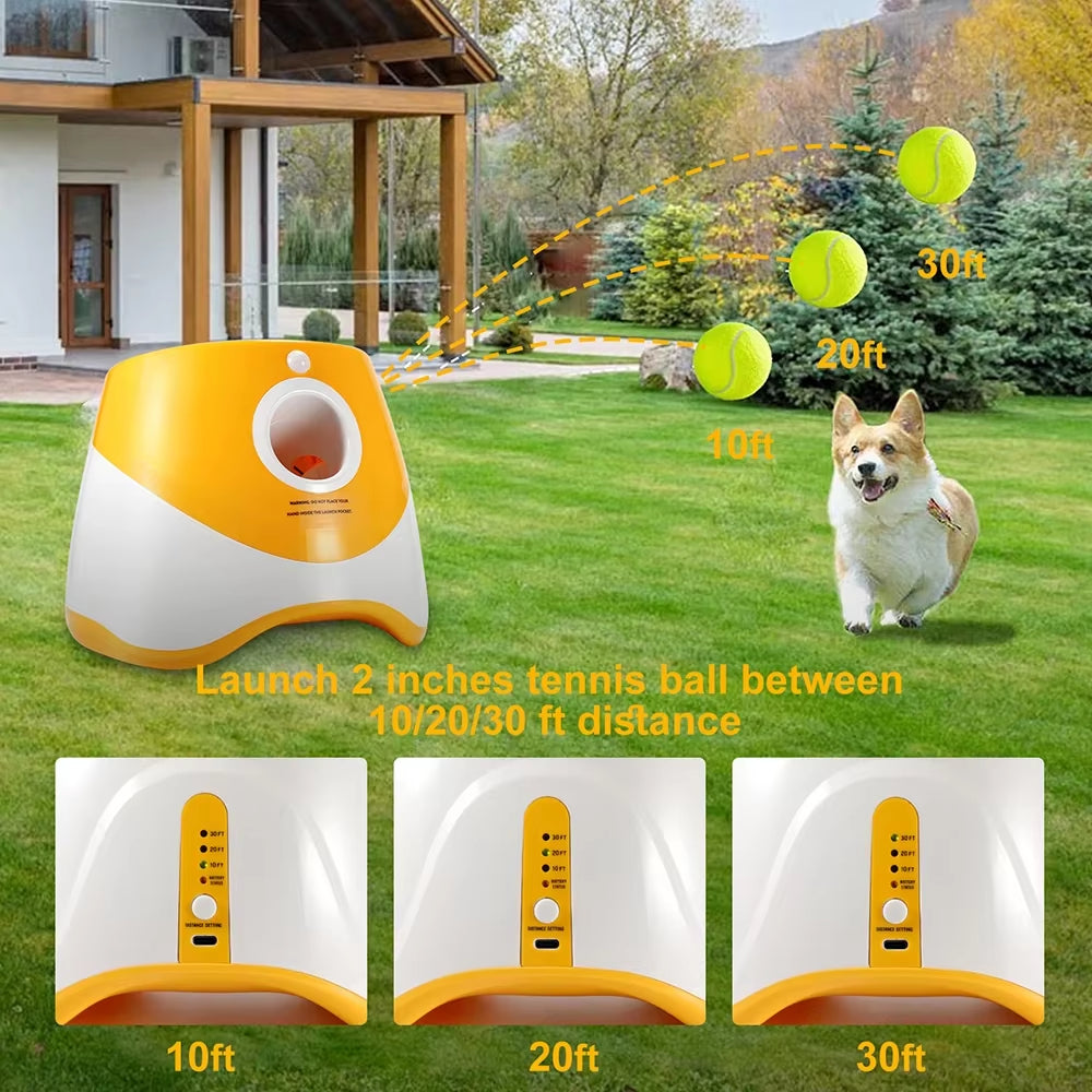 Lancio Automatico di Palline per Cani – Giocattolo Interattivo con 3 Distanze Regolabili per Divertimento Senza Fine