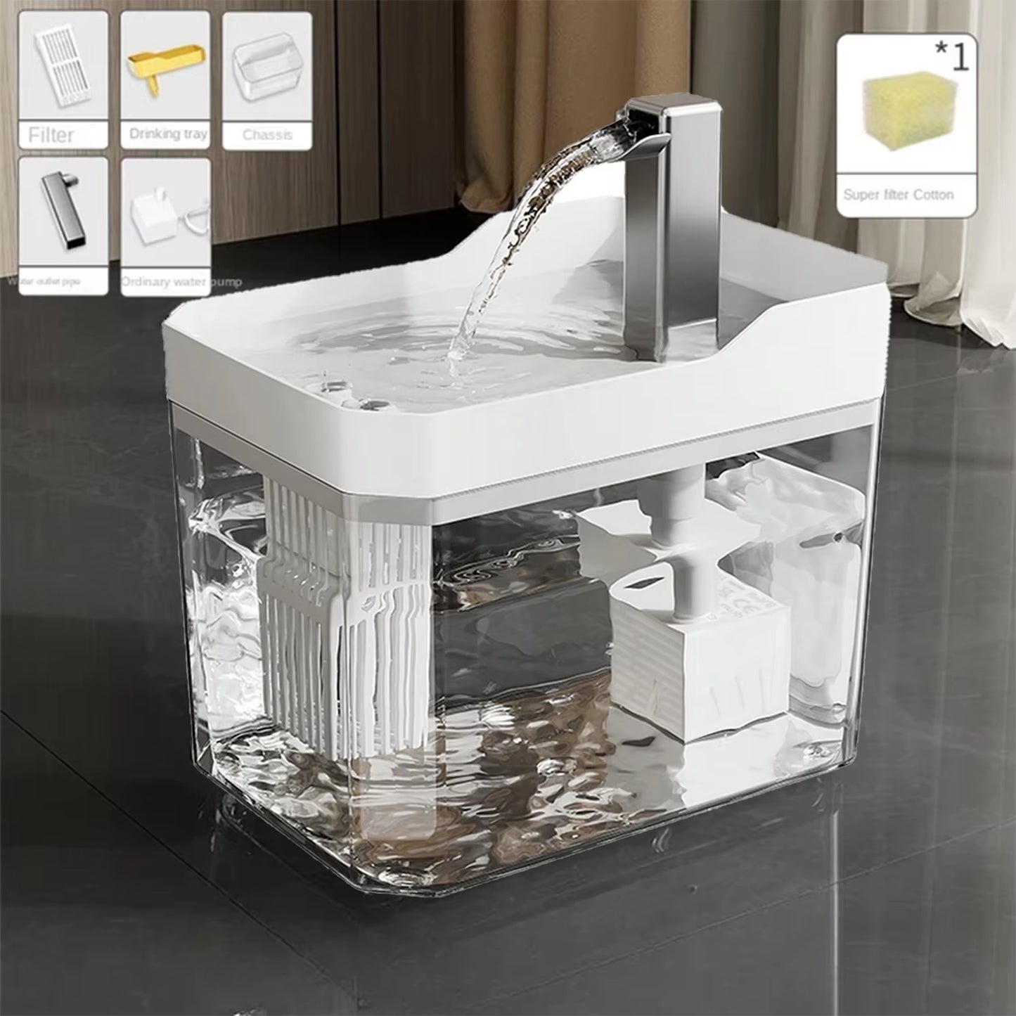 "Fontanella Automatica Trasparente per Gatti 💧 | Con Filtro, USB e Ricircolo Intelligente"