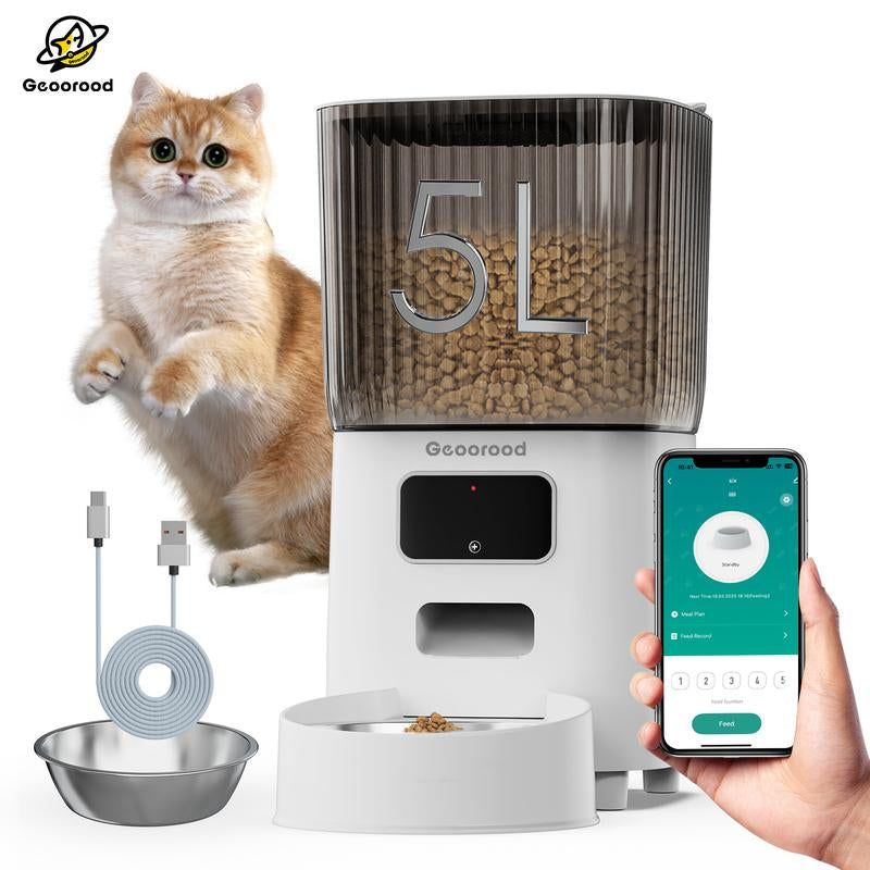 📸 Geoorood Smart Feeder 4L – Dispenser Automatico con Camera HD & Doppia Ciotola per Cani e Gatti 🐾🍽️