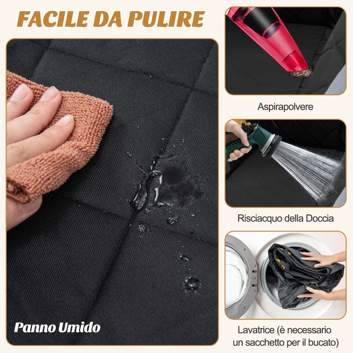 Coprisedile Auto per Cani Impermeabile E Antigraffio, Copertura Sedile Antiscivolo per Cani Con Finestre in Rete Nero