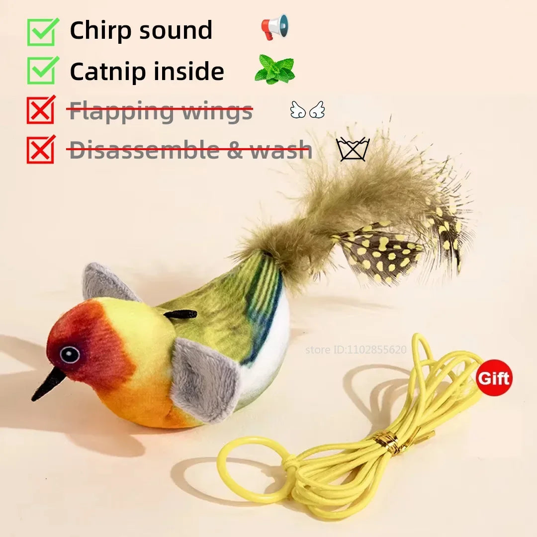 🦜 Uccellino Magico a Vibrazione – Giocattolo Interattivo con Suoni e Catnip per Gatti Felici! 😻
