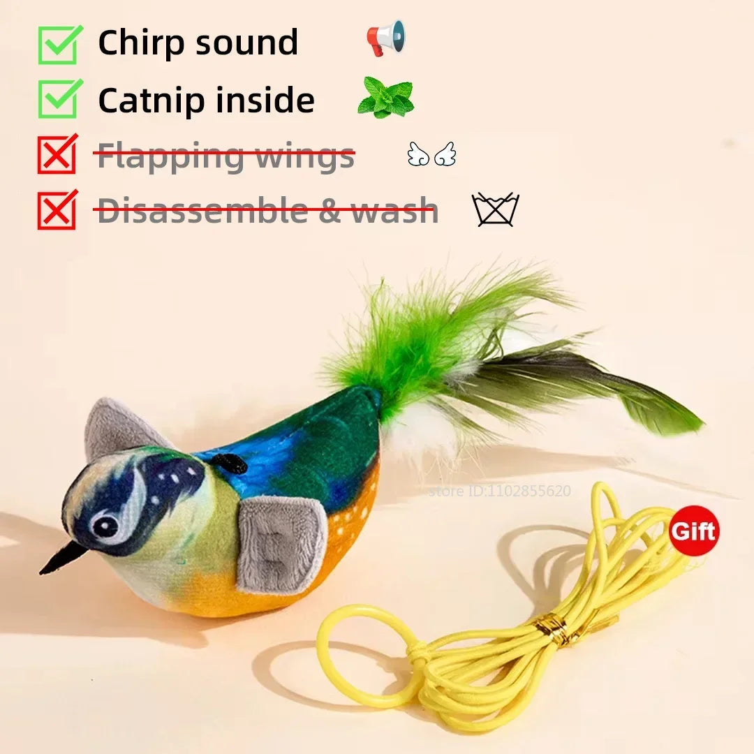 🦜 Uccellino Magico a Vibrazione – Giocattolo Interattivo con Suoni e Catnip per Gatti Felici! 😻