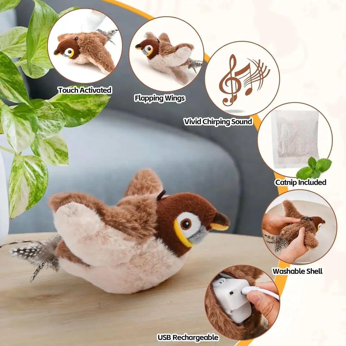🦜 Uccellino Magico a Vibrazione – Giocattolo Interattivo con Suoni e Catnip per Gatti Felici! 😻