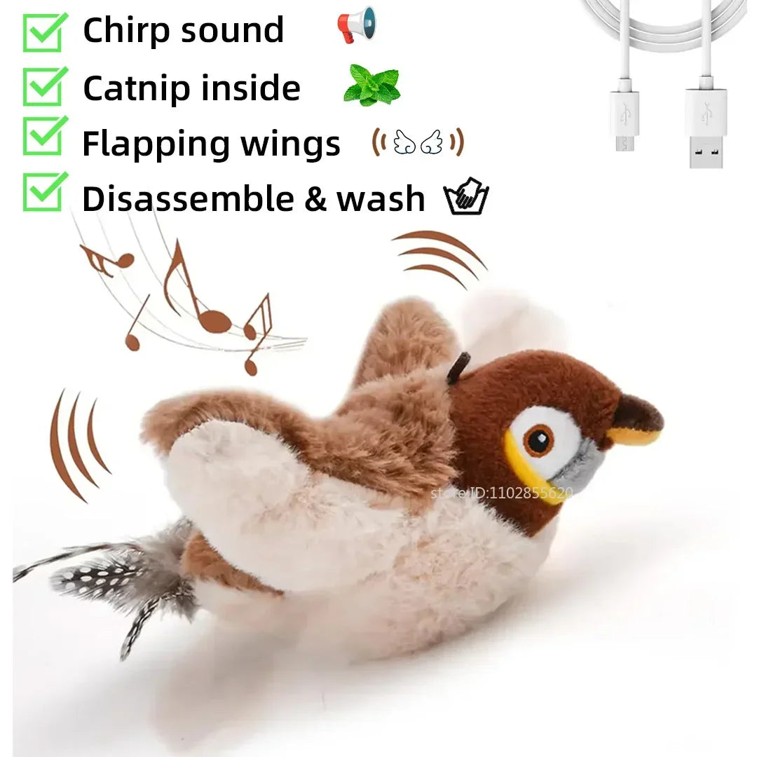 🦜 Uccellino Magico a Vibrazione – Giocattolo Interattivo con Suoni e Catnip per Gatti Felici! 😻
