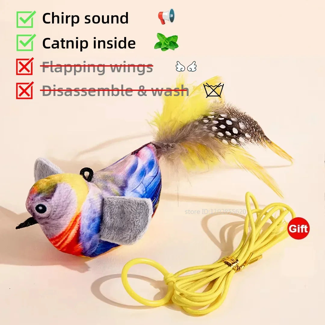 🦜 Uccellino Magico a Vibrazione – Giocattolo Interattivo con Suoni e Catnip per Gatti Felici! 😻