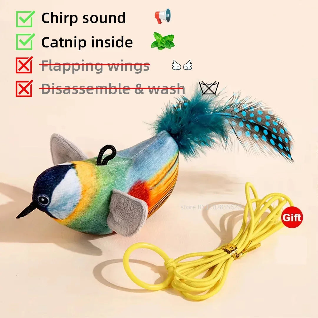 🦜 Uccellino Magico a Vibrazione – Giocattolo Interattivo con Suoni e Catnip per Gatti Felici! 😻