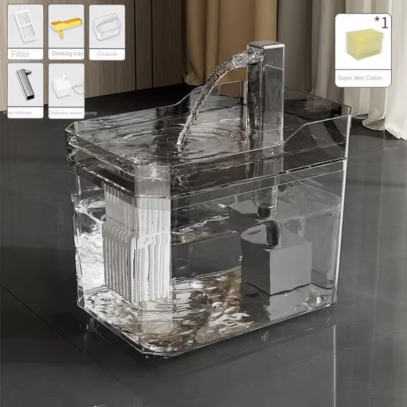 "Fontanella Automatica Trasparente per Gatti 💧 | Con Filtro, USB e Ricircolo Intelligente"