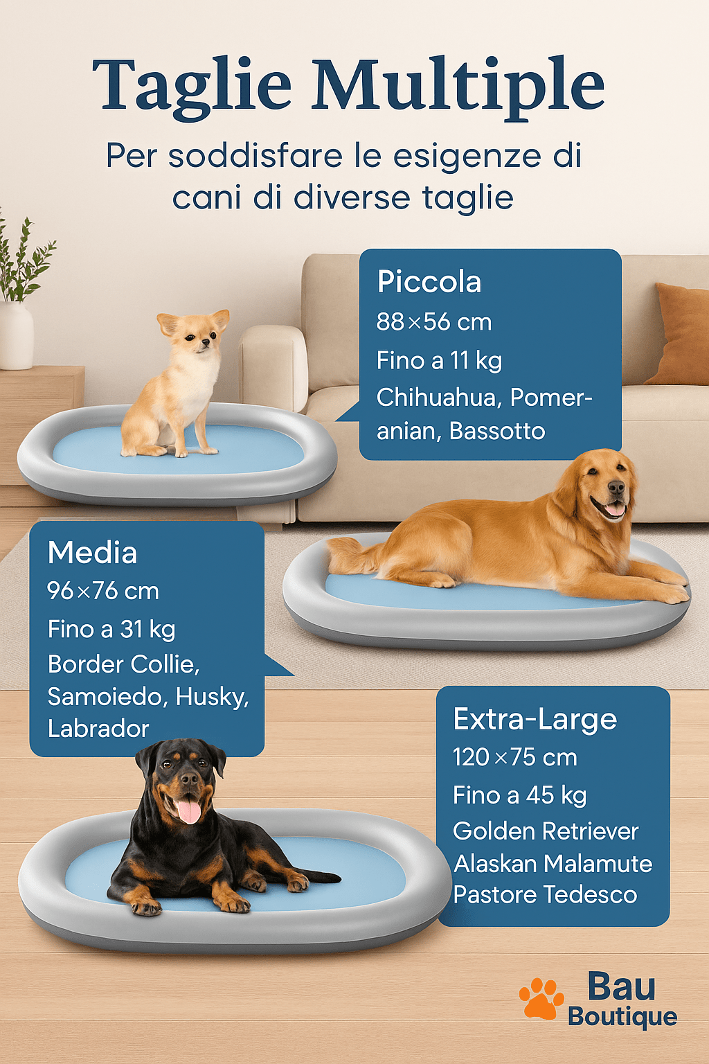 🐶❄️ Tappetino Rinfrescante Luxury per Cani – Comfort Estivo di Alta Classe - bau boutique