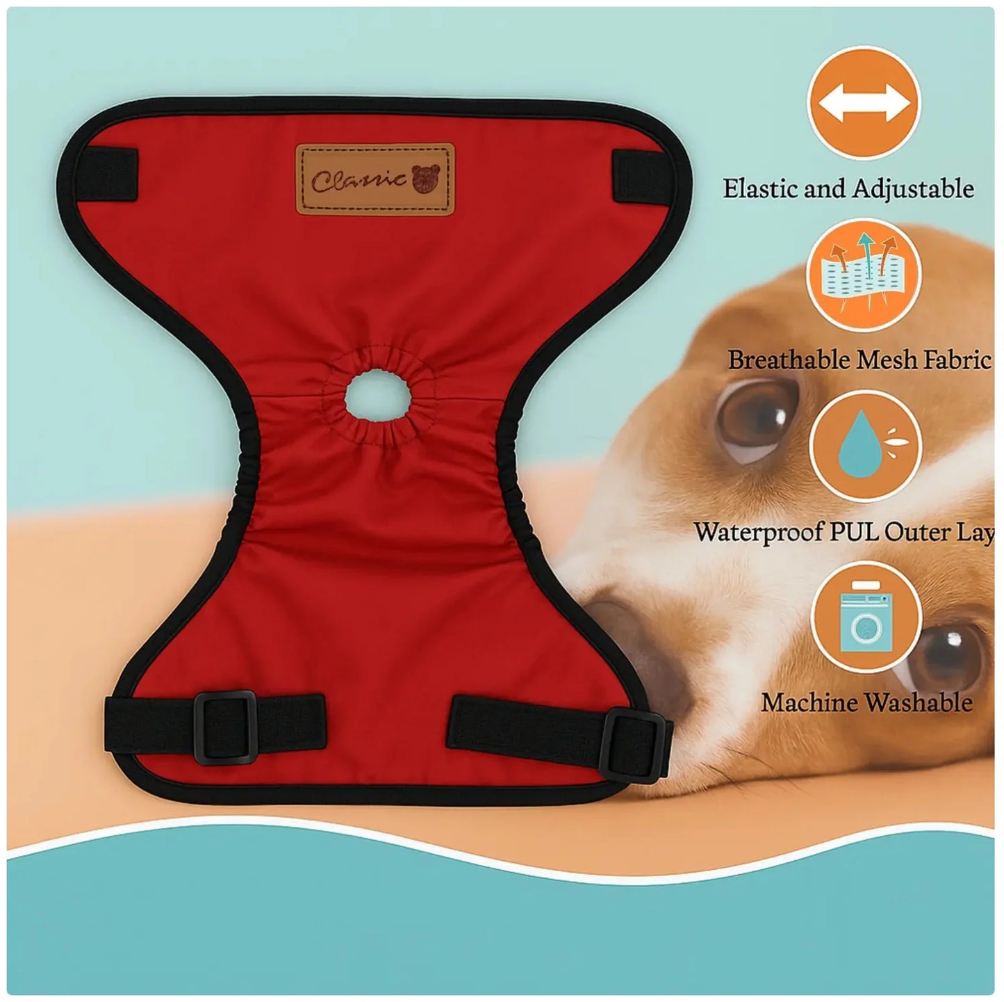 Protezione Totale per Cani – Pannolino Regolabile, Lavabile e Antifuga