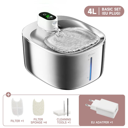 Fontana Elettrica Smart 4L per Gatti e Cani – Dispenser d’Acqua con Sensore, Silenziosa e Sicura