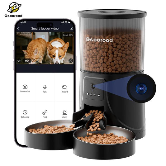 📸 Geoorood Smart Feeder 4L – Dispenser Automatico con Camera HD & Doppia Ciotola per Cani e Gatti 🐾🍽️