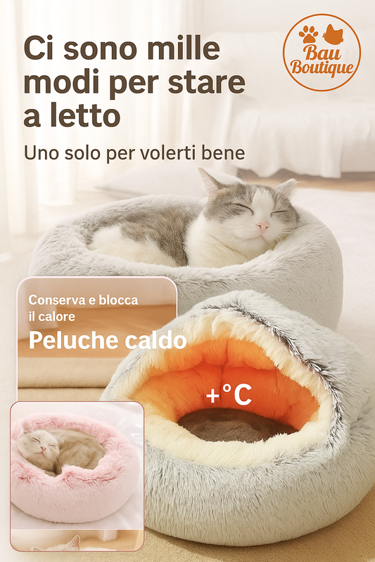 Cuccia Invernale per Cani e Gatti CozyShell™ – Morbida, Calda, Impermeabile e Lavabile | Bau Boutique
