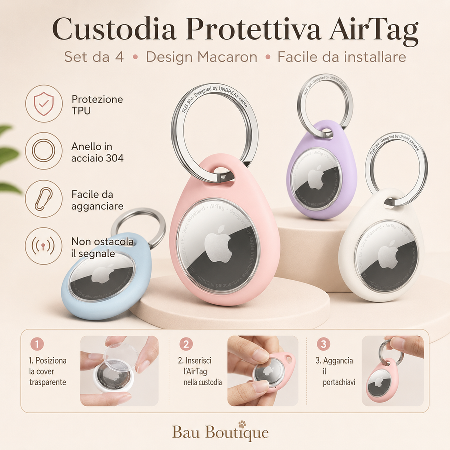 Custodia protettiva compatibile AirTag set 4 pezzi