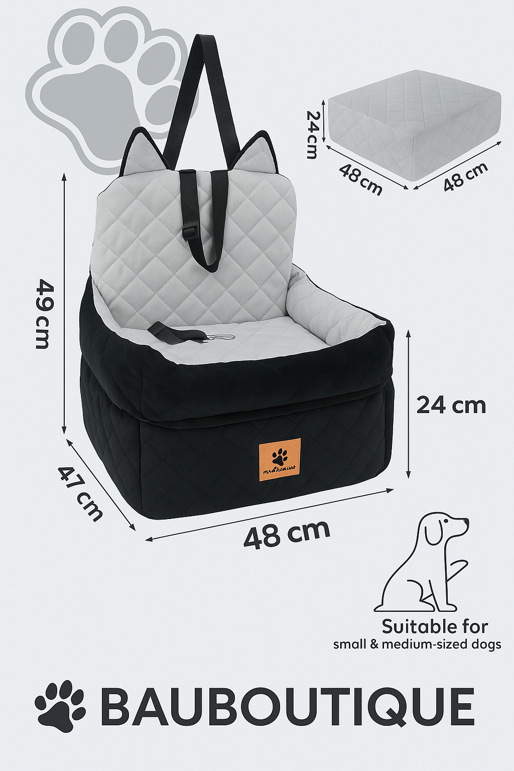 "Seggiolino Auto per Cani con Memory Foam 🐾 Comfort & Sicurezza in Viaggio" - Bau boutique