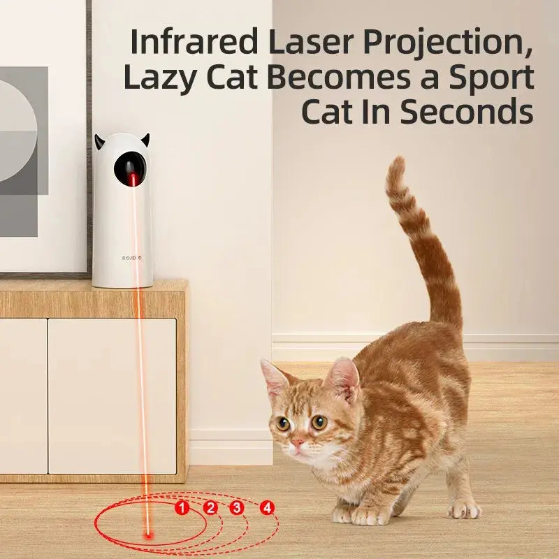 Engage Your Feline Friend with the Rojeco Automatic Interactive LED Laser Cat Toy - Hours of Fun and Play!