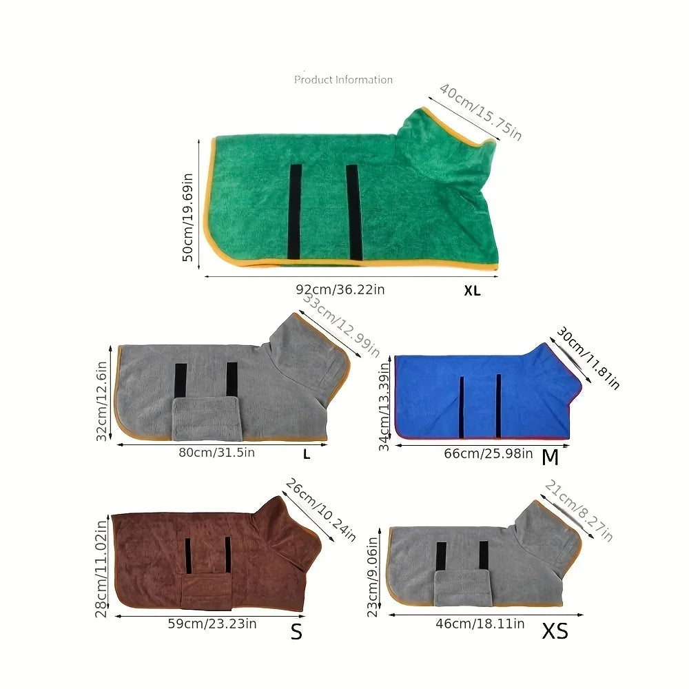 "Accappatoio Asciugante per Cani e Gatti – Asciugatura Rapida, Ultra Assorbente, Comfort Totale per Tutte le Taglie