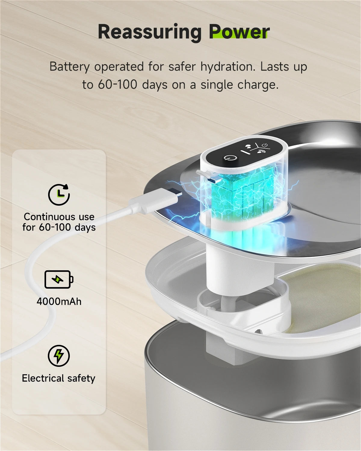 Fontana Elettrica Smart 4L per Gatti e Cani – Dispenser d’Acqua con Sensore, Silenziosa e Sicura
