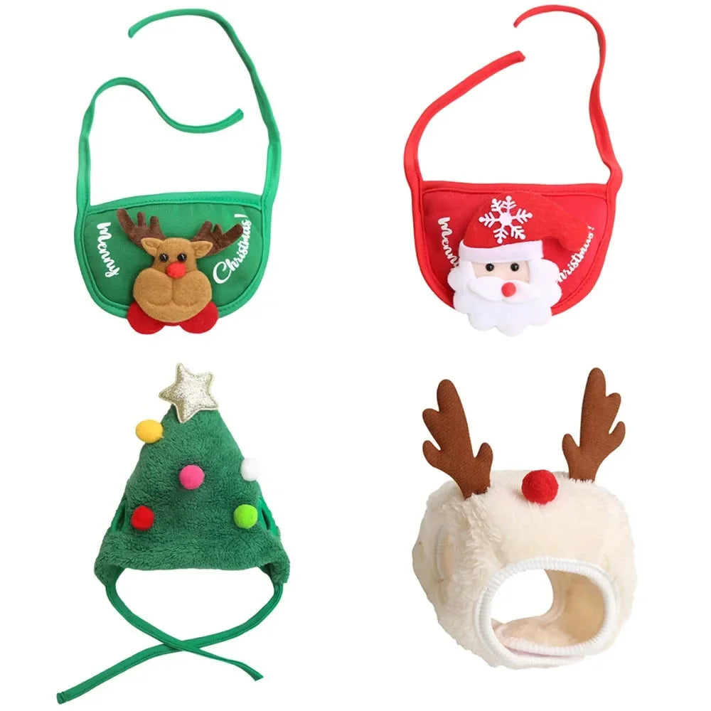 "Completo Natalizio per Cani e Gatti – Set Cappellino Renna o Babbo Natale con Bandana Festiva"