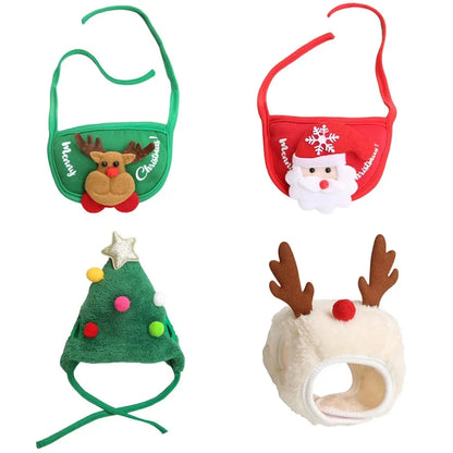 "Completo Natalizio per Cani e Gatti – Set Cappellino Renna o Babbo Natale con Bandana Festiva"