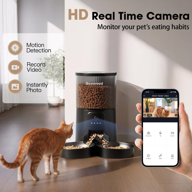 📸 Geoorood Smart Feeder 4L – Dispenser Automatico con Camera HD & Doppia Ciotola per Cani e Gatti 🐾🍽️