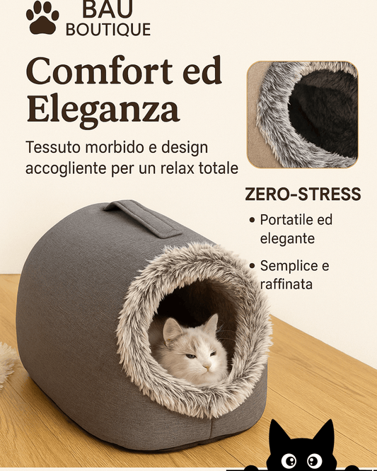 Cat Bed Deluxe 🐾 – Cuccia Spessa, Calda e Facile da Trasportare - bau boutique