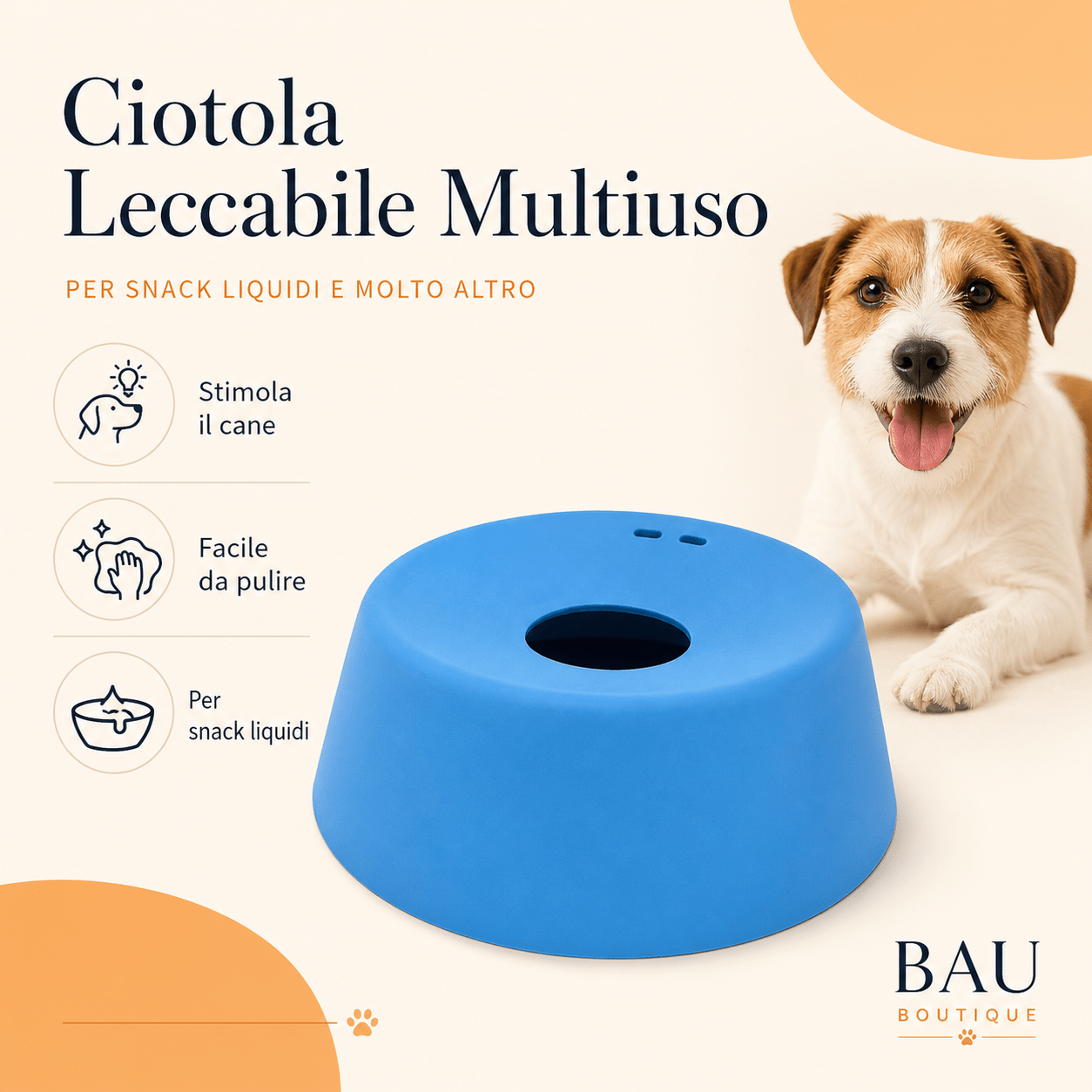 Ciotola Leccabile per Cani Anti-Soffocamento – Snack Liquidi, Yogurt e Brodo - bau boutique