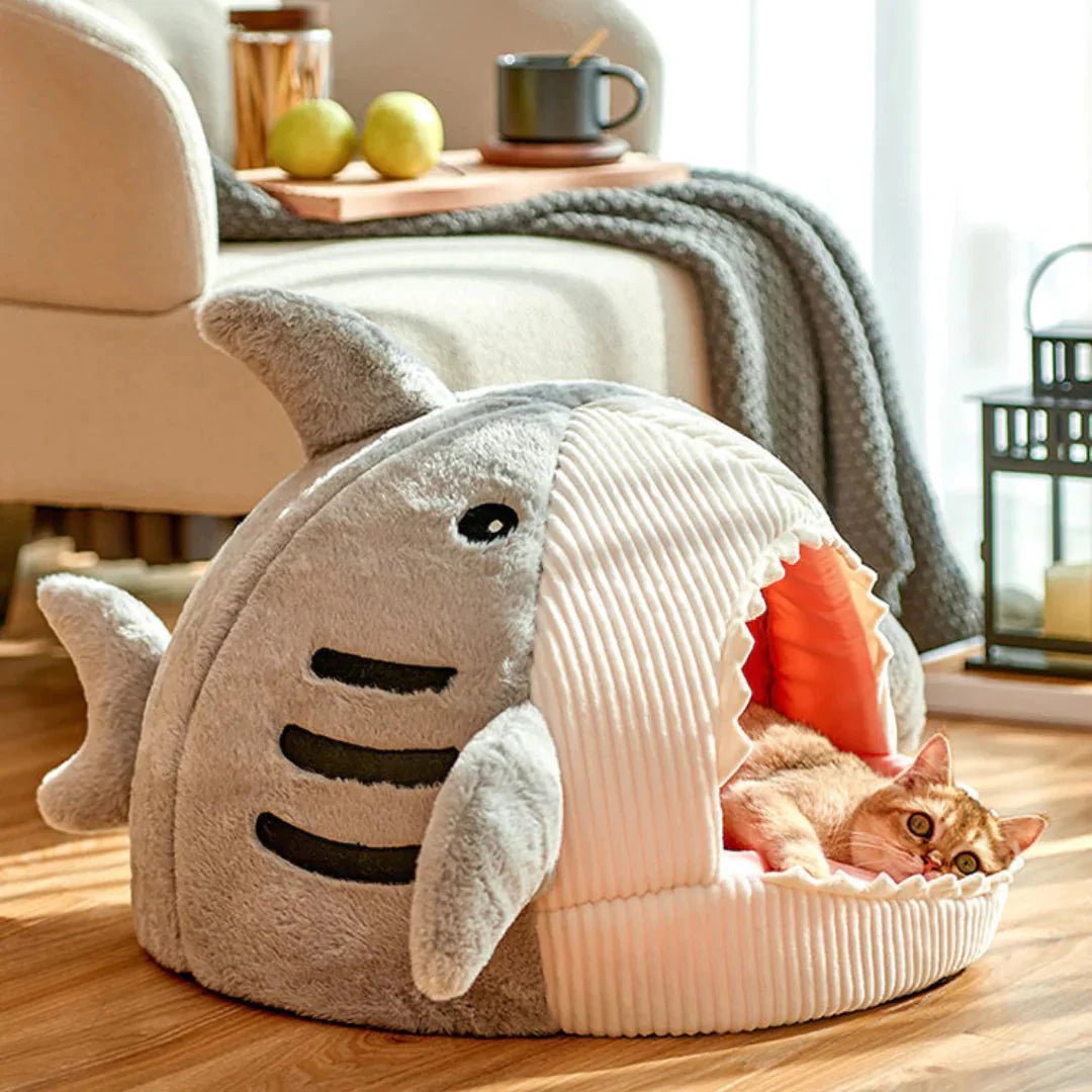 Cuccia a Tema Squalo – Letto per Animali Domestici Soffice e Accattivante - bau boutique