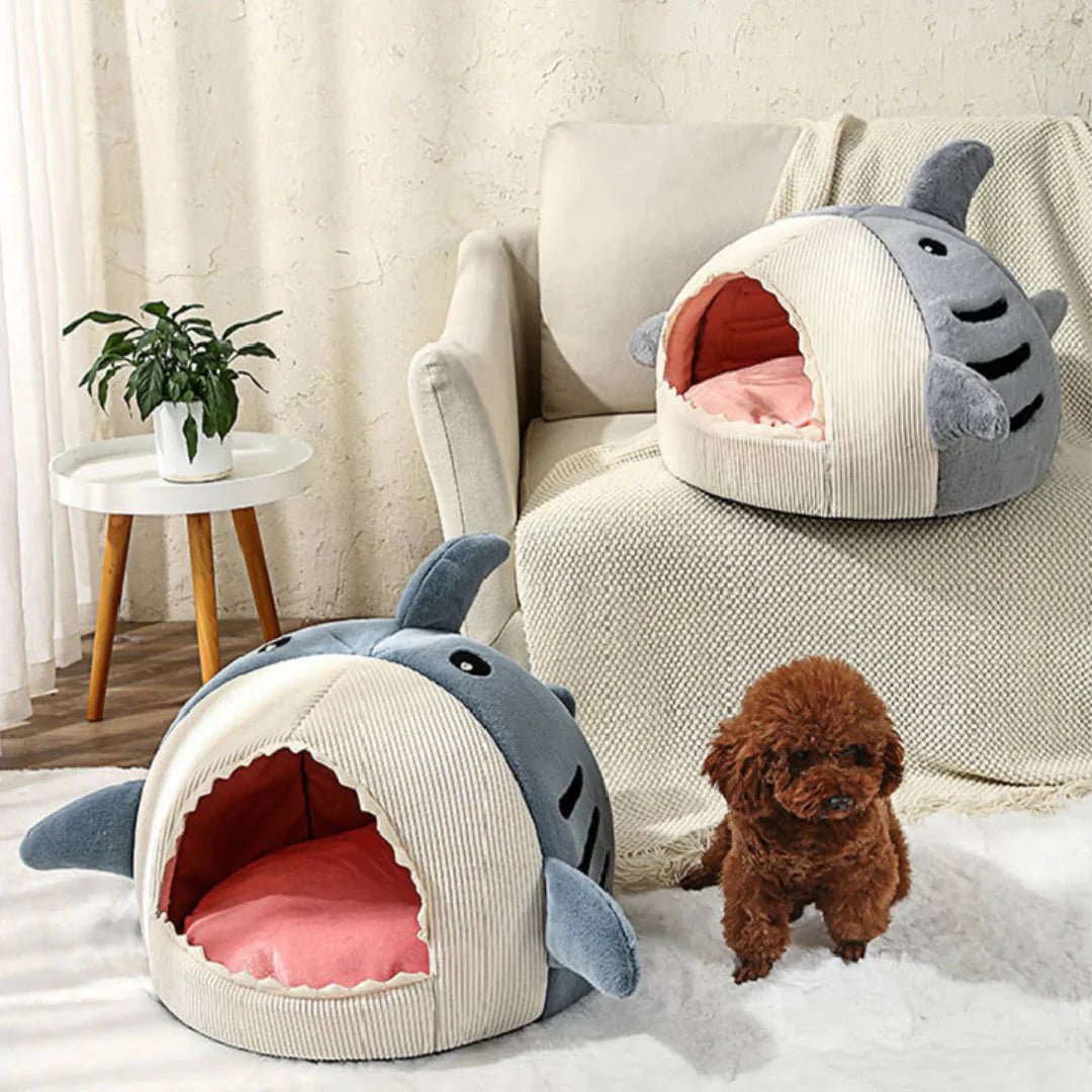 Cuccia a Tema Squalo – Letto per Animali Domestici Soffice e Accattivante - bau boutique
