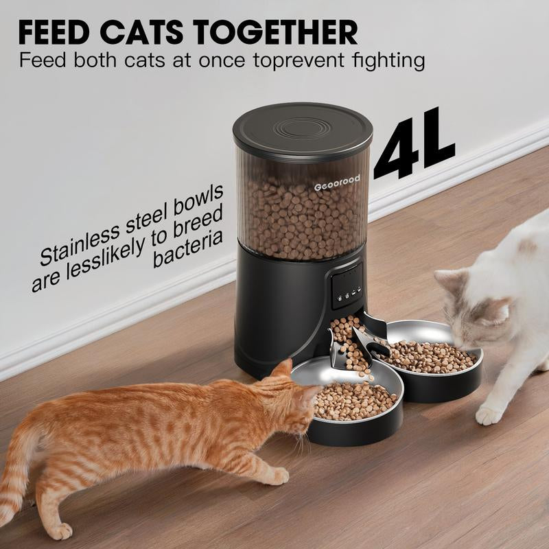📸 Geoorood Smart Feeder 4L – Dispenser Automatico con Camera HD & Doppia Ciotola per Cani e Gatti 🐾🍽️