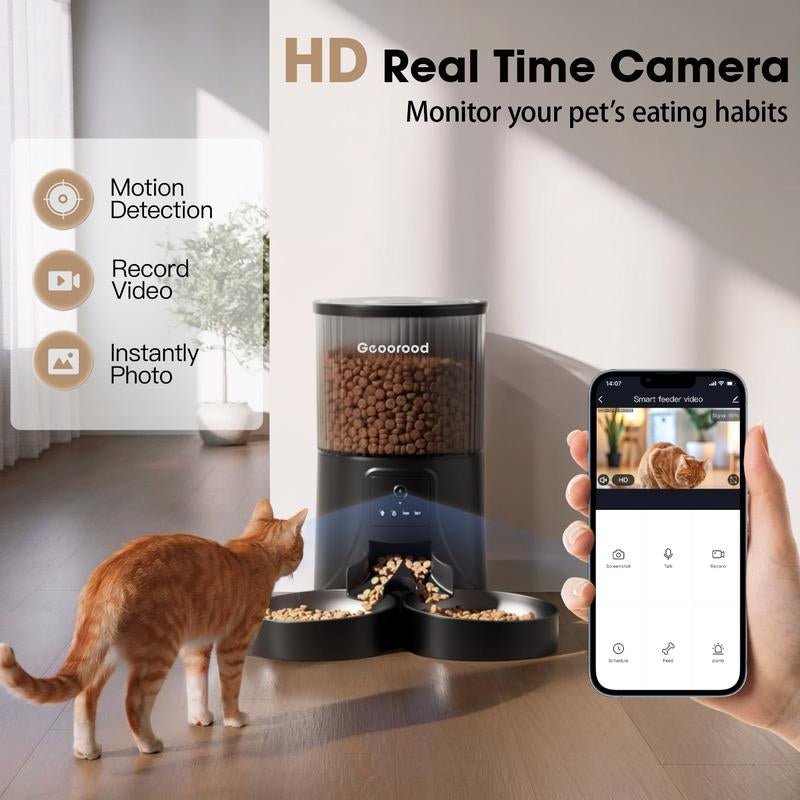 📸 Geoorood Smart Feeder 4L – Dispenser Automatico con Camera HD & Doppia Ciotola per Cani e Gatti 🐾🍽️ - bau boutique