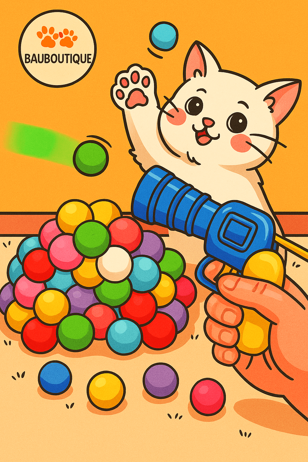 Pistola Spara Palle Morbide per Gatti – Gioco Silenzioso & Antistress - bau boutique
