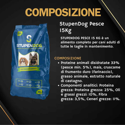 STUPENDOG Mantenimento al Pesce 15 kg – Crocchette per Cani Adulti di Tutte le Taglie - bau boutique