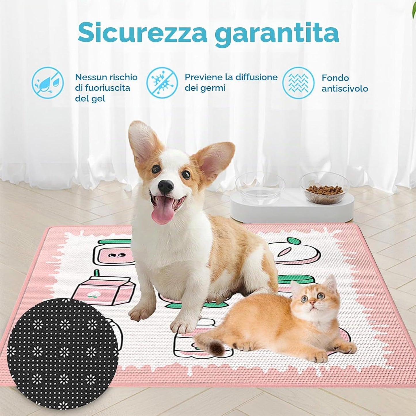 Tappetino Refrigerante per Cani e Gatti 50×50 cm con Cuscino – Materassino Rinfrescante Estivo Antiscivolo Rosa - bau boutique