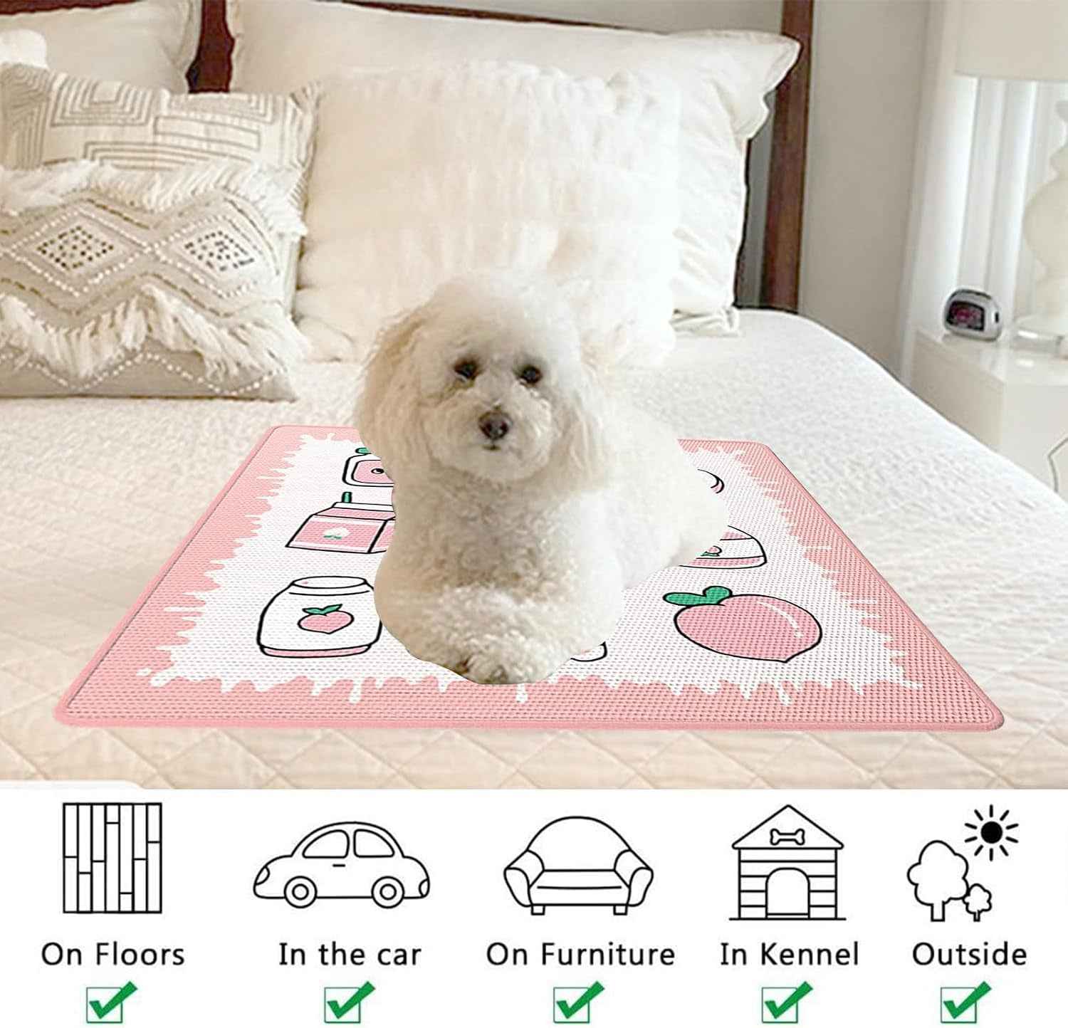 Tappetino Refrigerante per Cani e Gatti 50×50 cm con Cuscino – Materassino Rinfrescante Estivo Antiscivolo Rosa - bau boutique