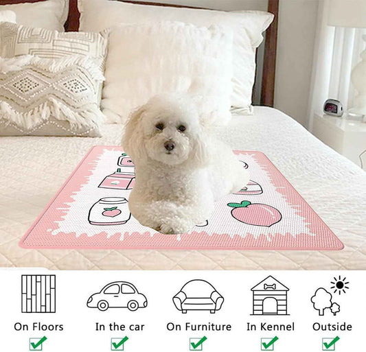 Tappetino Refrigerante per Cani e Gatti 50×50 cm con Cuscino – Materassino Rinfrescante Estivo Antiscivolo Rosa - bau boutique