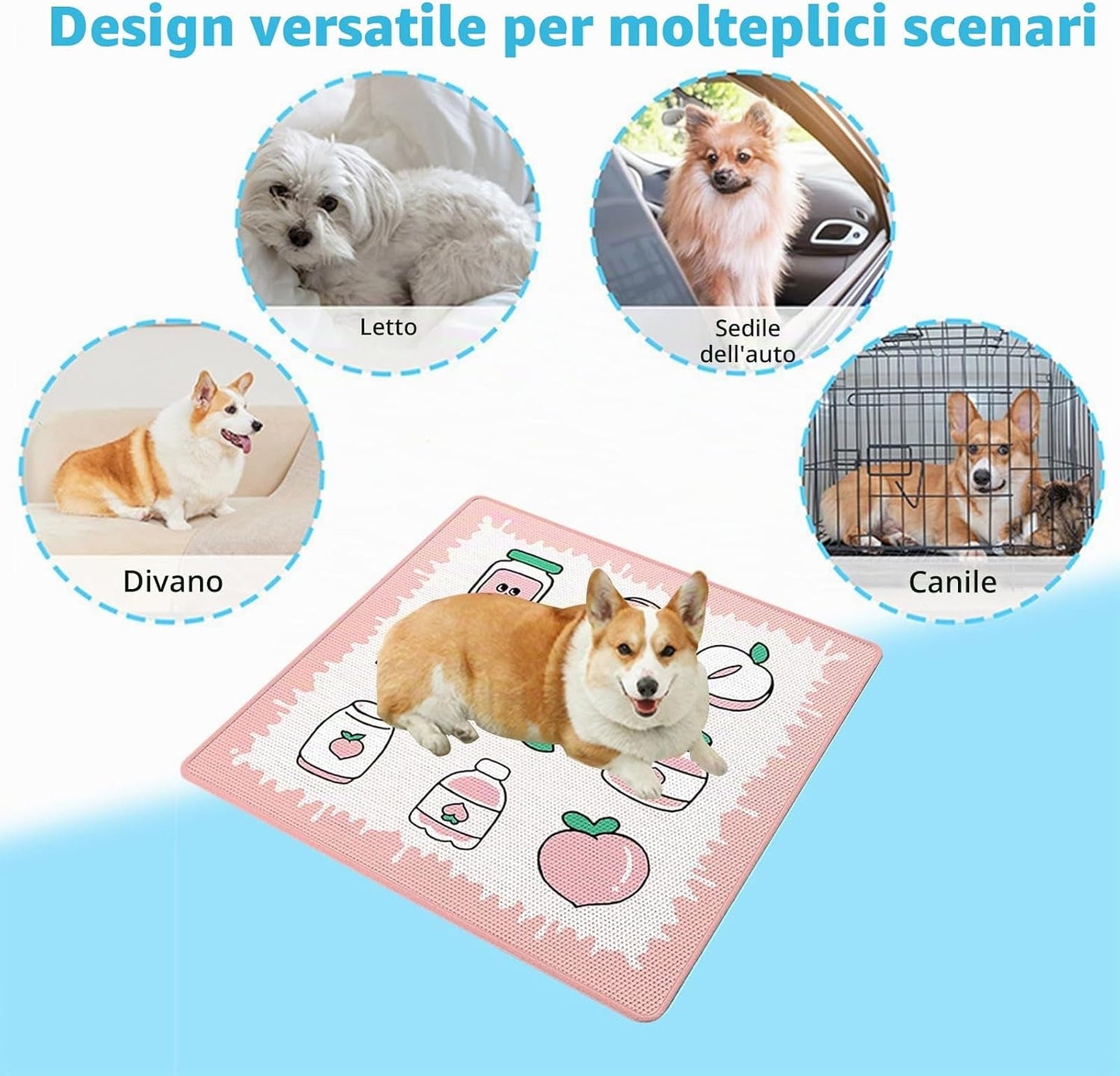 Tappetino Refrigerante per Cani e Gatti 50×50 cm con Cuscino – Materassino Rinfrescante Estivo Antiscivolo Rosa - bau boutique