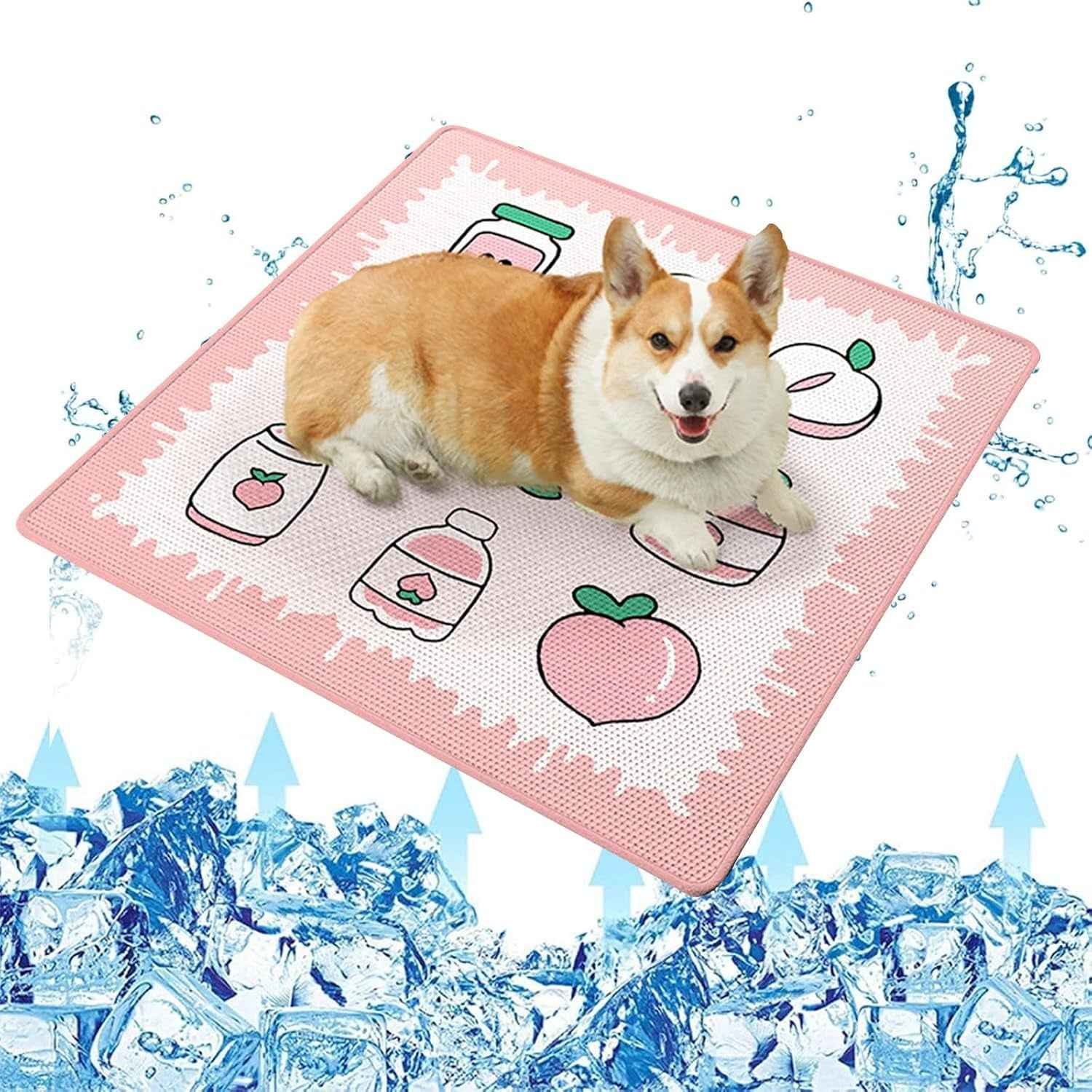 Tappetino Refrigerante per Cani e Gatti 50×50 cm con Cuscino – Materassino Rinfrescante Estivo Antiscivolo Rosa - bau boutique