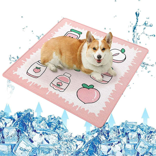 Tappetino Refrigerante per Cani e Gatti 50×50 cm con Cuscino – Materassino Rinfrescante Estivo Antiscivolo Rosa - bau boutique