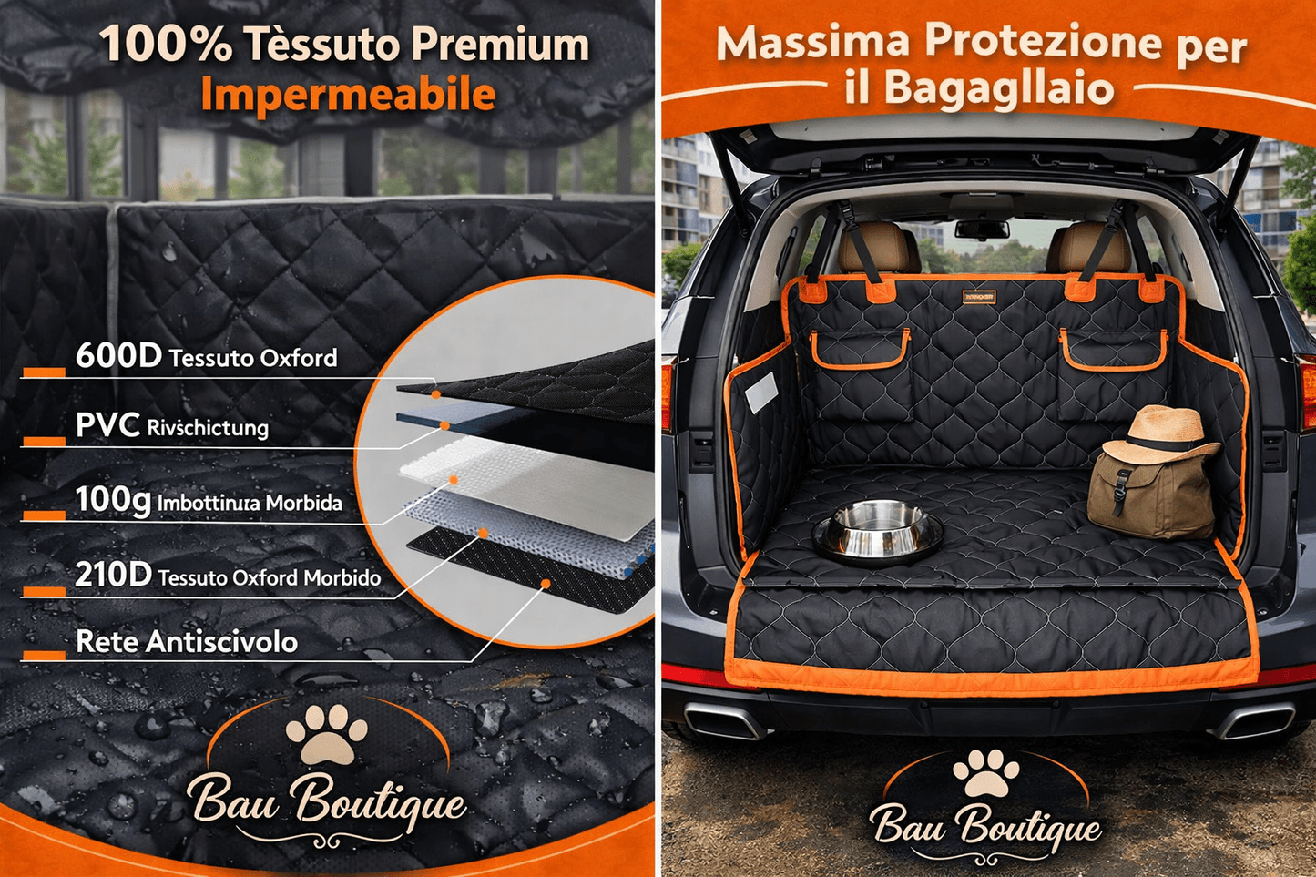 Telo Protettivo Auto per Cani con Copertura Completa – Impermeabile, Antiscivolo e Resistente ai Graffi - bau boutique